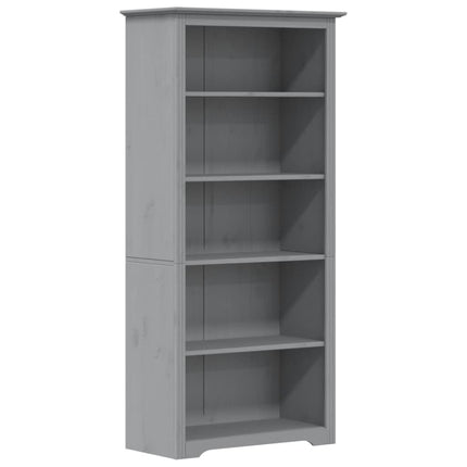 Libreria BODO 5 Ripiani 82x40x173 cm Legno Massello Pino Grigia