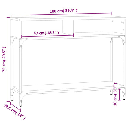 Tavolino Consolle Rovere Sonoma 100x30,5x75cm Legno Multistrato