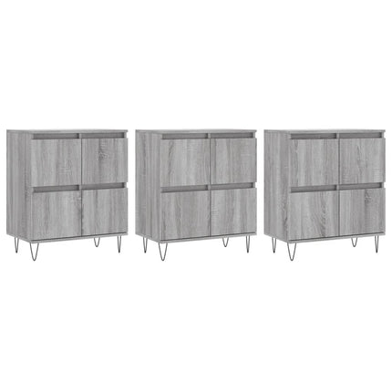 Credenze 3 pz Grigio Sonoma in Legno Multistrato