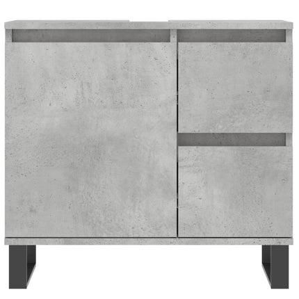 Set Mobili da Bagno 3 pz Grigio Cemento in Legno Multistrato