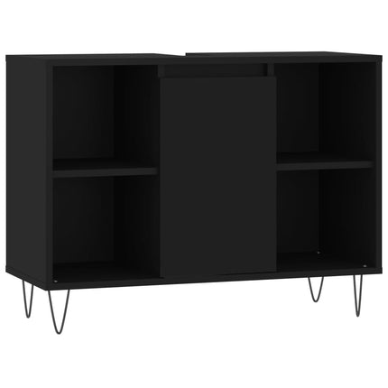 Set Mobili da Bagno 3 pz Nero in Legno Multistrato