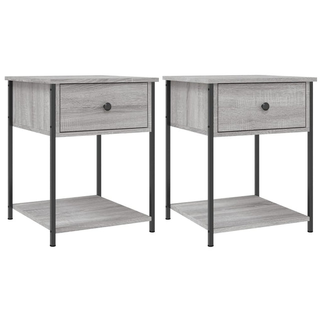 Comodini 2 pz Grigio Sonoma 44x45x58 cm in Legno Multistrato