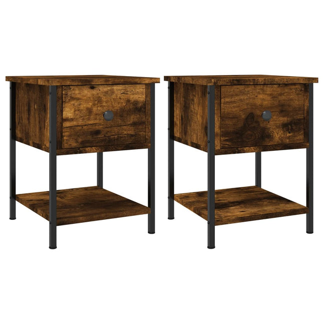 Comodini 2 pz Rovere Fumo 34x35,5x45 cm in Legno Multistrato