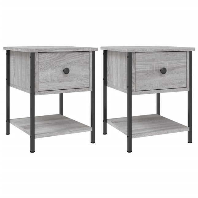 Comodini 2 pz Grigio Sonoma 34x35,5x45 cm in Legno Multistrato