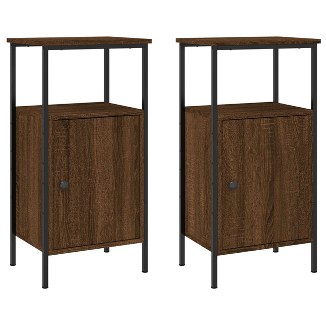 Comodini 2 pz Rovere Marrone 41x31x80 cm in Legno Multistrato