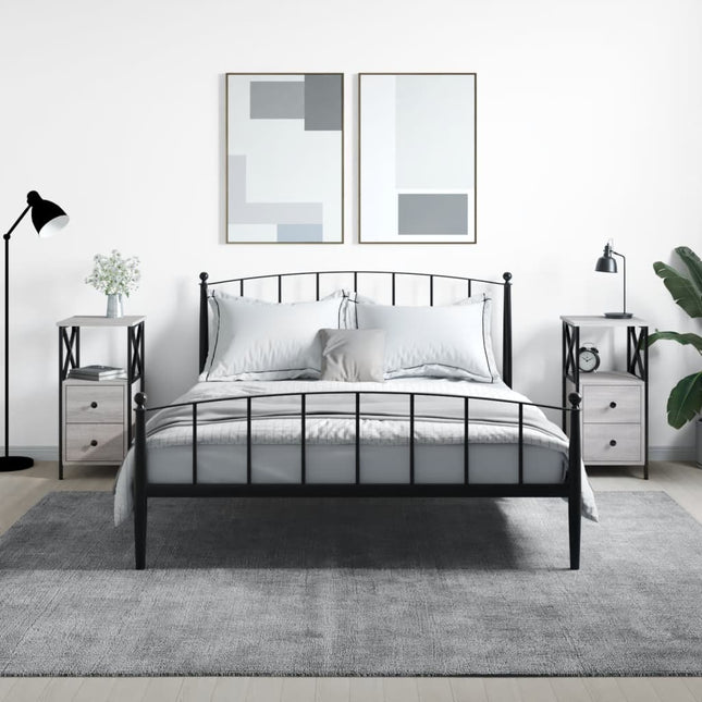 Comodini 2 pz Grigio Sonoma 34x35,5x70 cm in Legno Multistrato