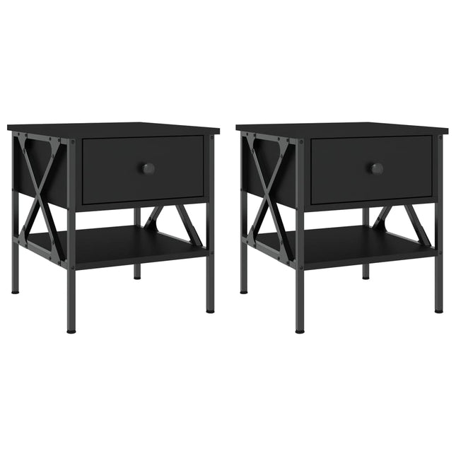 Comodini 2 pz Neri 40x42x45 cm in Legno Multistrato