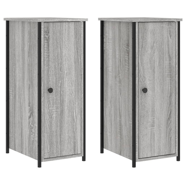 Comodini 2 pz Grigio Sonoma 32x42x80 cm in Legno Multistrato