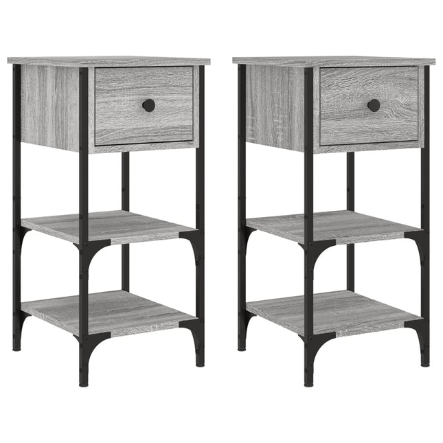 Comodini 2 pz Grigio Sonoma 34x36x70 cm in Legno Multistrato