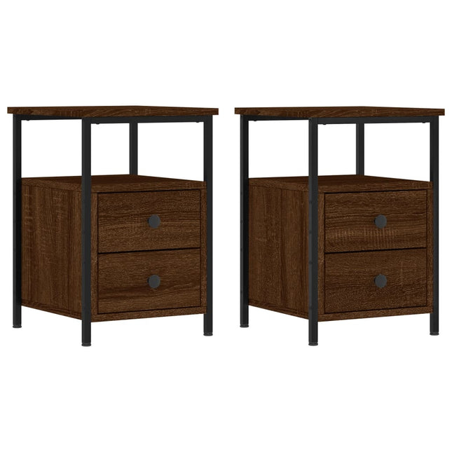 Comodini 2pz Rovere Marrone 34x35,5x50 cm in Legno Multistrato