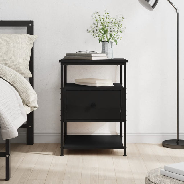 Comodino Nero 40x42x56 cm in Legno Multistrato