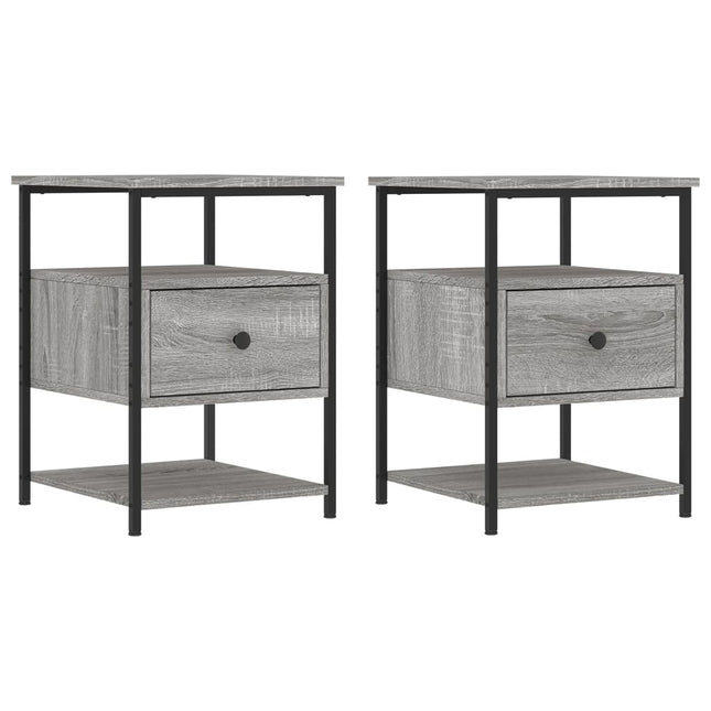 Comodini 2 pz Grigio Sonoma 40x42x56 cm in Legno Multistrato