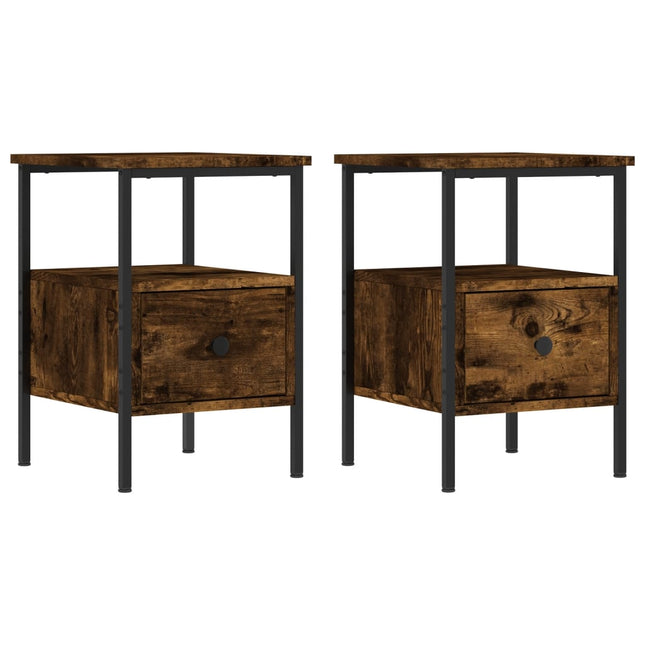 Comodini 2 pz Rovere Fumo 34x36x50 cm in Legno Multistrato