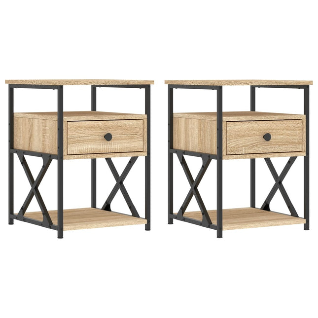 Comodini 2 pz Rovere Sonoma 40x42x55 cm in Legno Multistrato