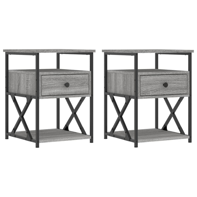 Comodini 2 pz Grigio Sonoma 40x42x55 cm in Legno Multistrato