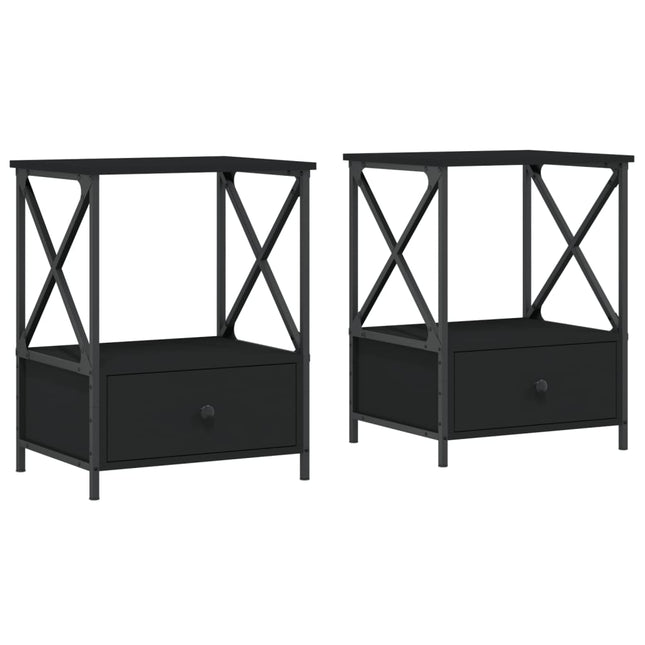 Comodini 2 pz Neri 50x41x65 cm in Legno Multistrato