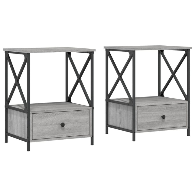 Comodini 2 pz Grigio Sonoma 50x41x65 cm in Legno Multistrato