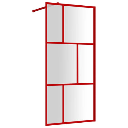 Parete per Doccia Walk-in Vetro Trasparente ESG 90x195 cm Rossa