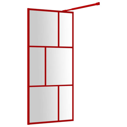 Parete per Doccia Walk-in Vetro Trasparente ESG 90x195 cm Rossa