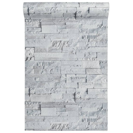 Carta da Parati 3D Pietra Grigio Chiaro 10x0,53 m Non Tessuto