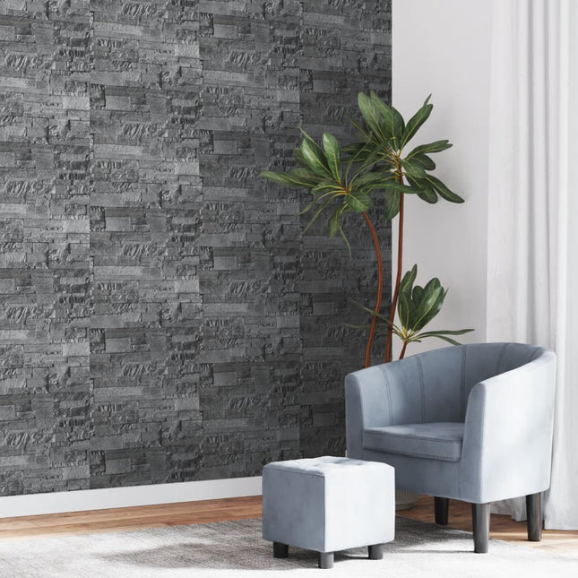 Carta da Parati 3D Effetto Pietra Nero 10x0,53 m Non Tessuto