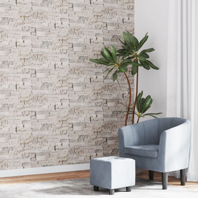 Carta da Parati 3D Effetto Pietra Crema 10x0,53 m Non Tessuto