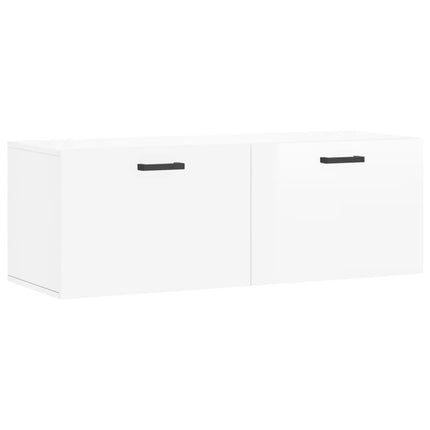 Mobile a Parete Bianco Lucido 100x36,5x35 cm Legno Multistrato