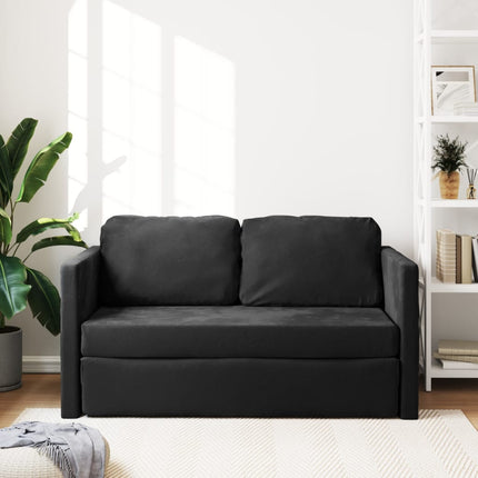 Divano Letto da Terra 2 in 1 Nero 122x204x55 cm Velluto