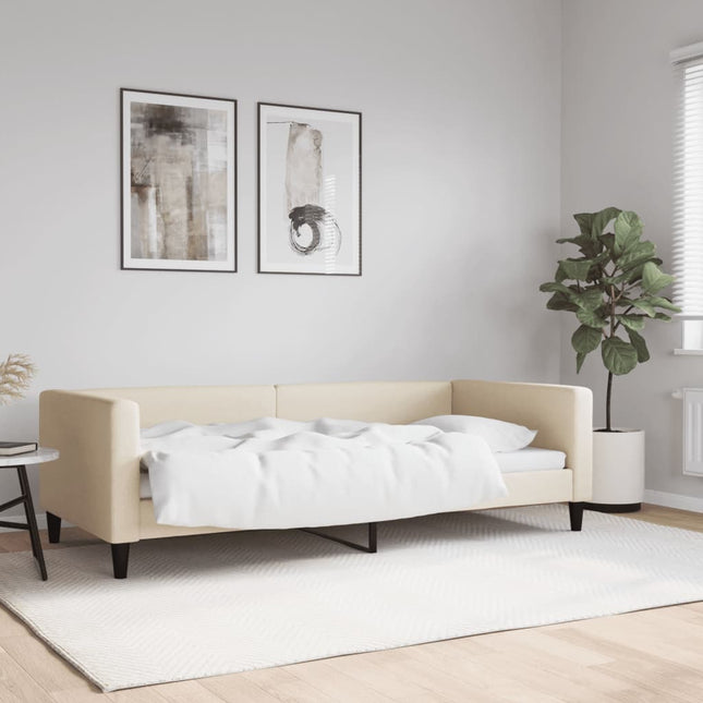 Letto da Giorno Crema 90x200 cm in Tessuto