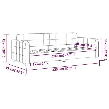 Letto da Giorno Grigio Chiaro 80x200 cm in Velluto