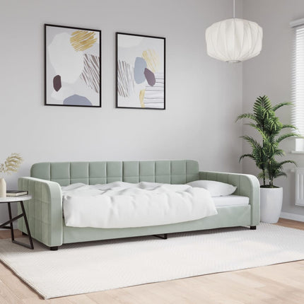 Letto da Giorno Grigio Chiaro 90x190 cm in Velluto