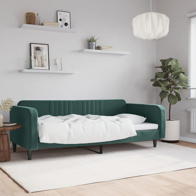 Letto da Giorno Verde Scuro 100x200 cm in Velluto