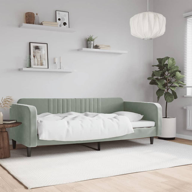 Letto da Giorno Grigio Chiaro 90x190 cm in Velluto