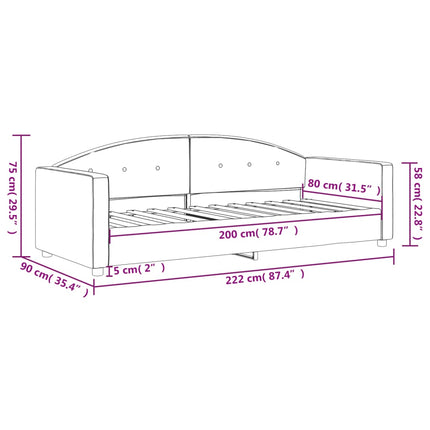 Letto da Giorno Grigio Chiaro 80x200 cm in Velluto