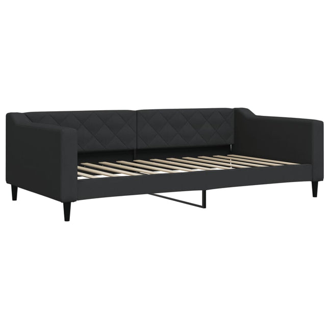 Letto da Giorno Nero 100x200 cm in Tessuto