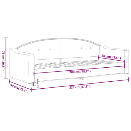 Letto da Giorno Grigio Chiaro 80x200 cm in Tessuto