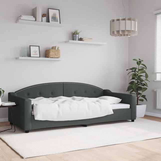 Letto da Giorno Grigio 90x200 cm in Tessuto