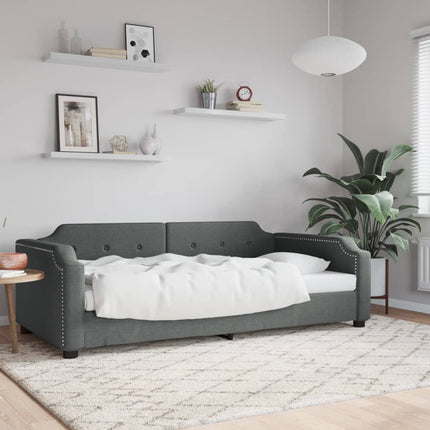 Letto da Giorno Grigio 90x200 cm in Tessuto