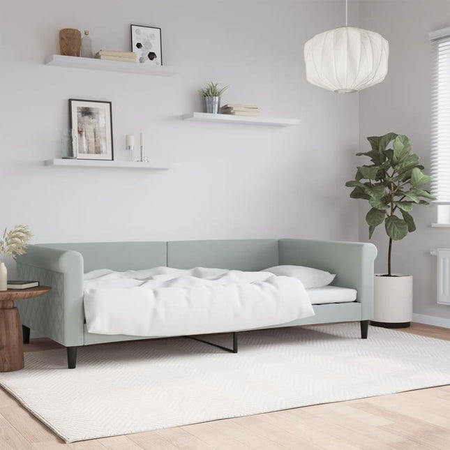 Letto da Giorno Grigio Chiaro 100x200 cm in Velluto