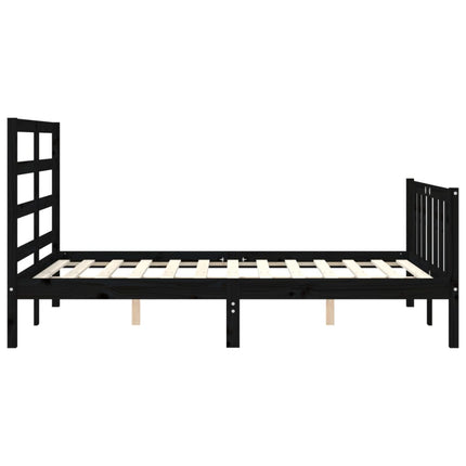 Giroletto con Testiera Nero 120x200 cm in Legno Massello