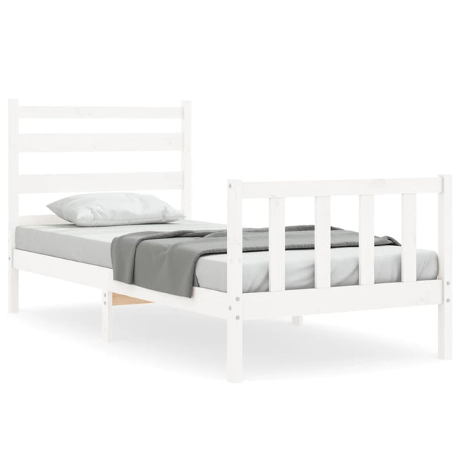 Letto senza Materasso Bianco 90x190 cm in Legno Massello Pino