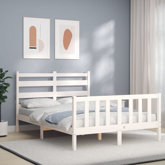 Letto senza Materasso Bianco 140x190 cm Legno Massello di Pino