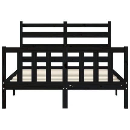 Giroletto con Testiera Nero 120x200 cm in Legno Massello