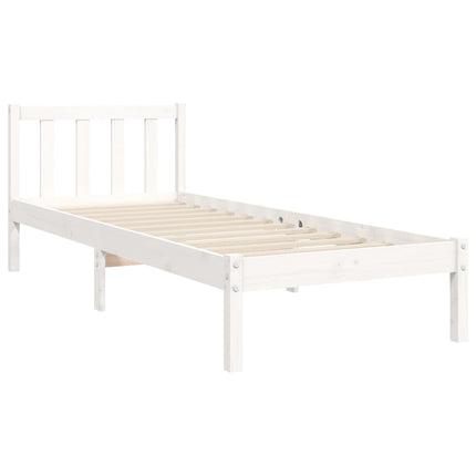 Letto senza Materasso Bianco 90x190 cm in Legno Massello Pino