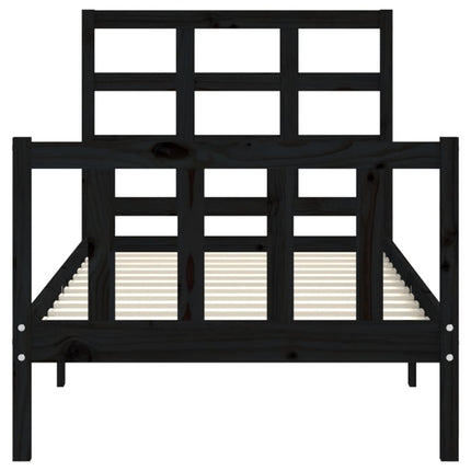 Giroletto con Testiera Nero 90x190 cm in Legno Massello