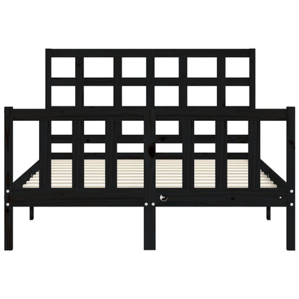 Giroletto con Testiera Nero 140x190 cm in Legno Massello