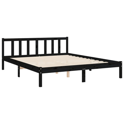Giroletto con Testiera Nero King Size in Legno Massello