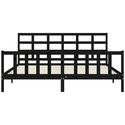 Giroletto con Testiera Nero 180x200 cm in Legno Massello