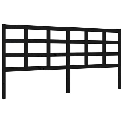 Giroletto con Testiera Nero 180x200 cm in Legno Massello