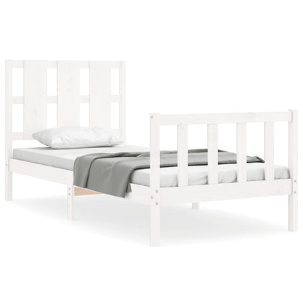 Letto senza Materasso Bianco 90x190 cm in Legno Massello Pino